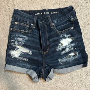 American Eagle Ripped Dark Denim Jean Shorts Size 4